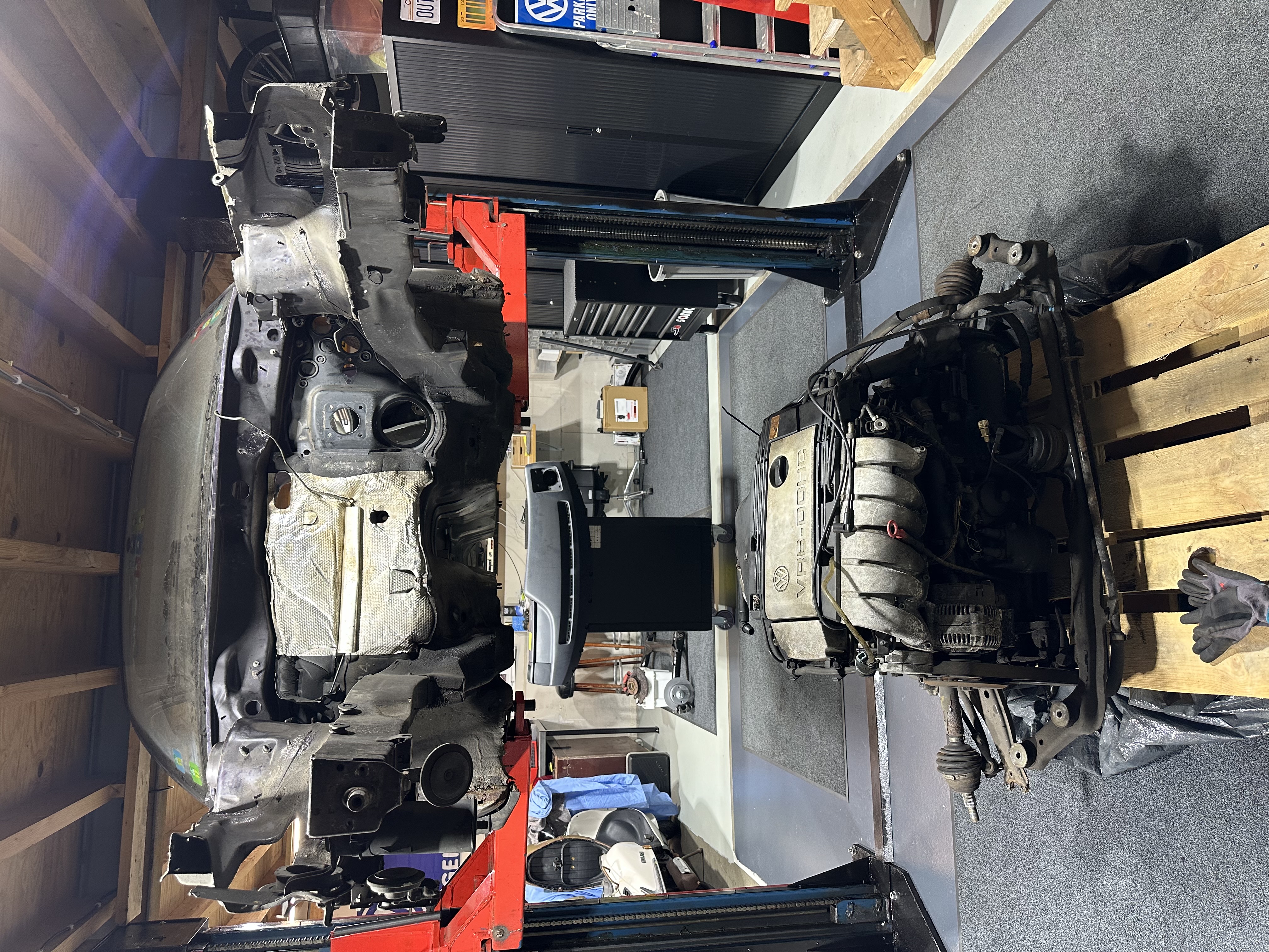 Golf on lift with subframe dropped